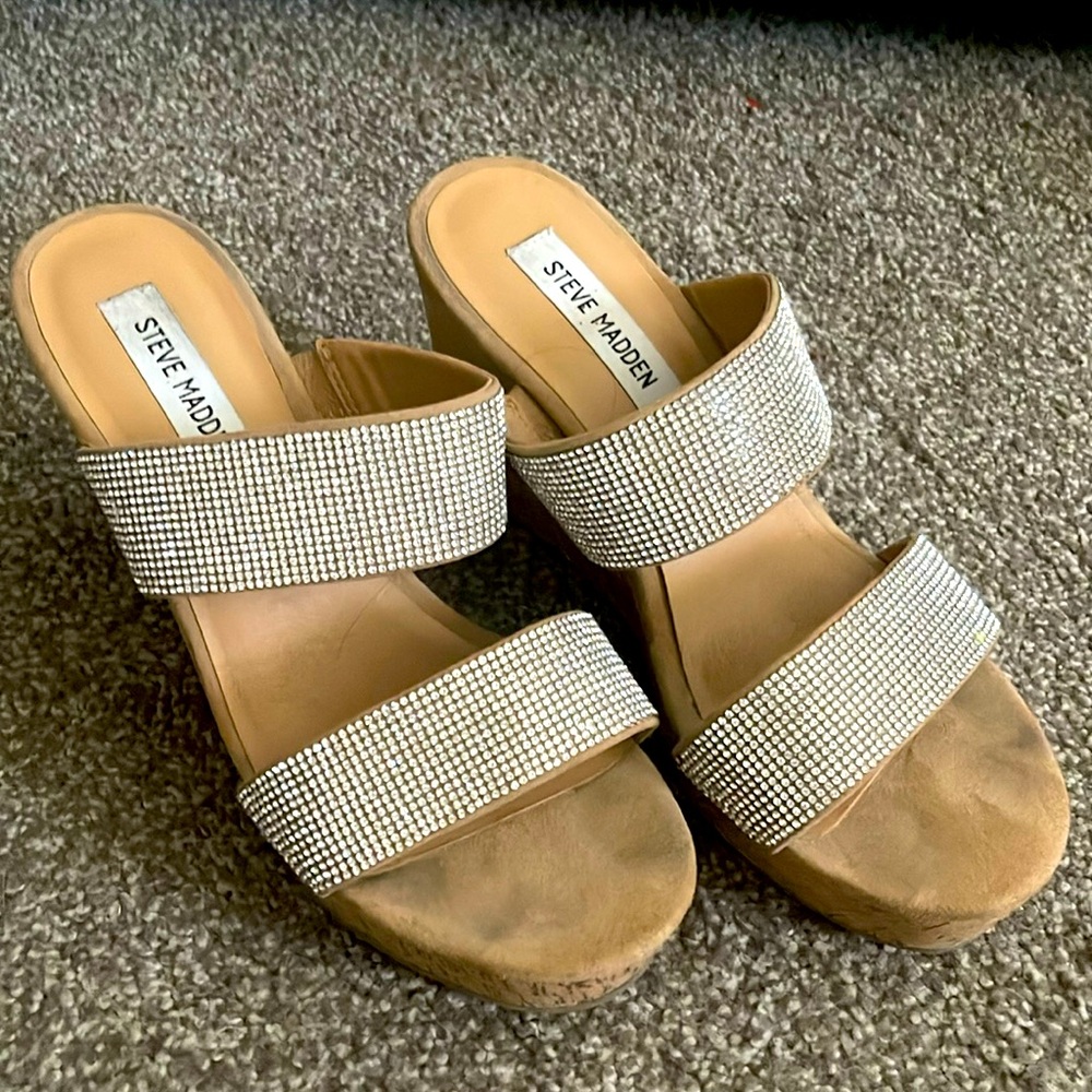 Steve Madden added studded wedges size 9 worn once. Steve Madden Sandro style